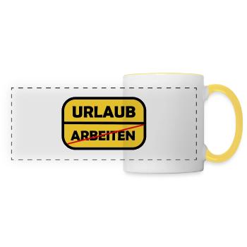 Work -> Vacation - Panoramic Mug - white/yellow - Front