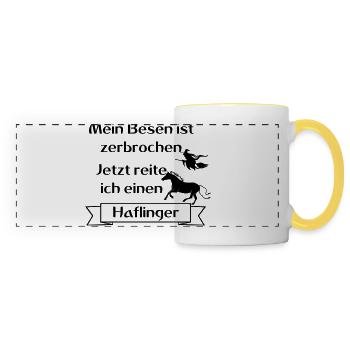 Mein Besen ist zerbrochen - Haflinger - Panoramatasse - Weiß/Gelb - Vorne