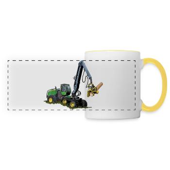 Harvester, Holzerntemaschine - Panoramatasse - Weiß/Gelb - Vorne