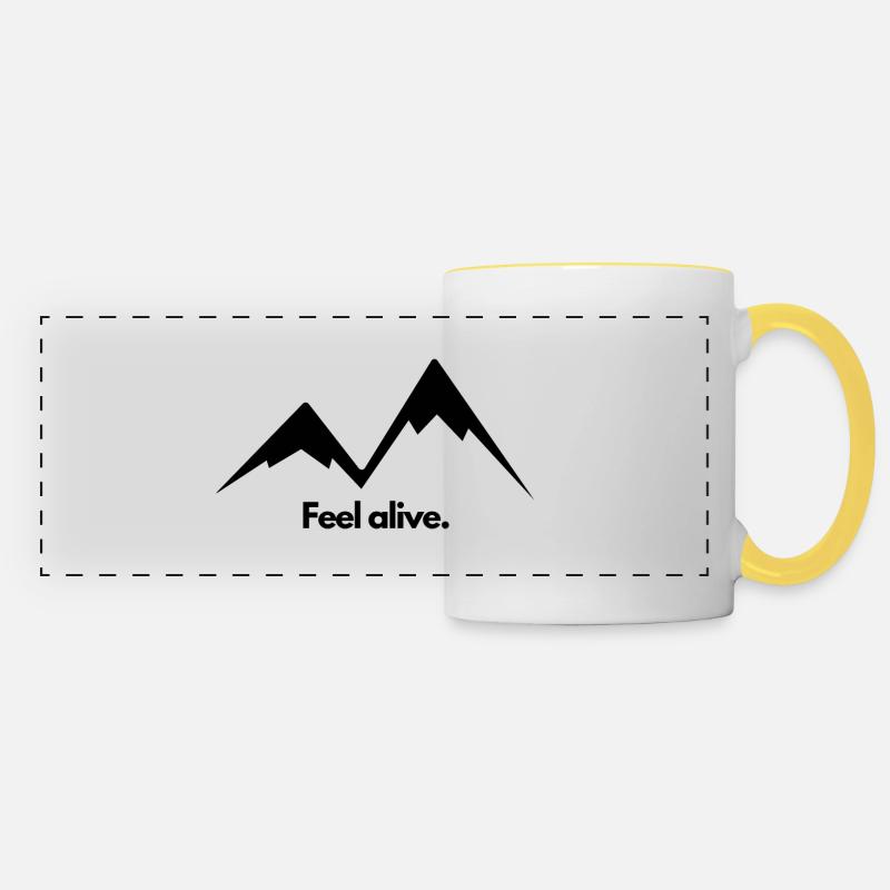 Mountains Hiking Feel alive - Panoramic Mug - white/yellow