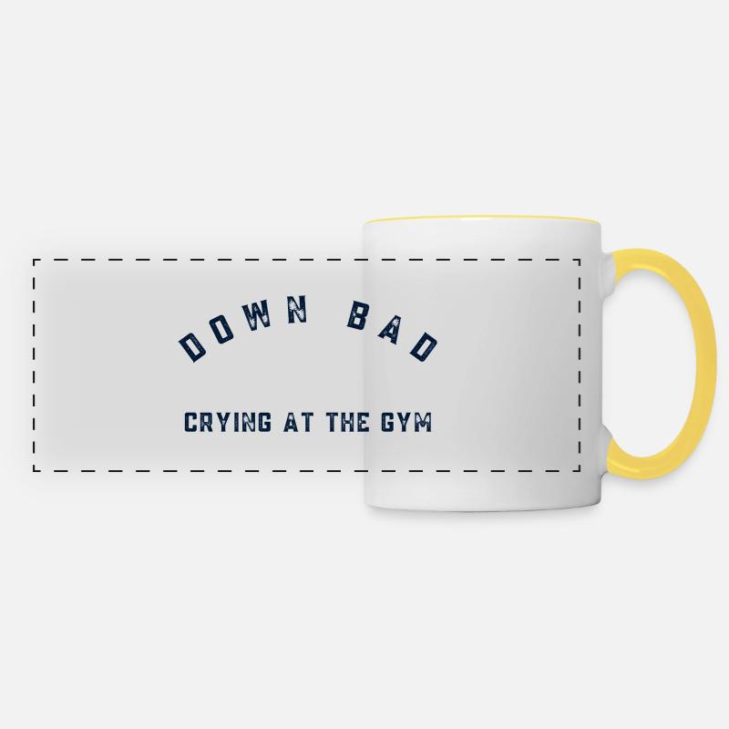 Down Bad Crying At The Gym - Panoramic Mug - white/yellow