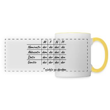 Lustiges Deutsche Grammatik Hilfe Deutsch Lehrer - Panoramatasse - Weiß/Gelb - Vorne