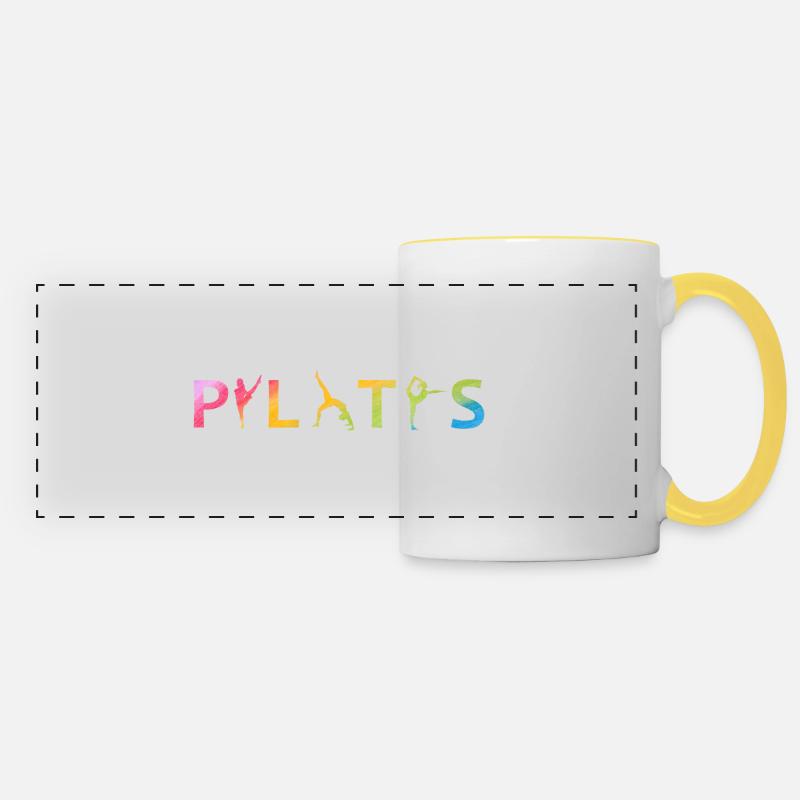 PILATES Design ! - Mug panoramique contrasté et blanc - blanc/jaune