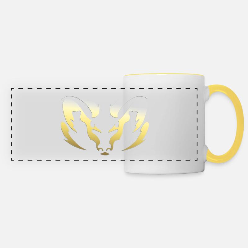 Widder gold Sternzeichen Tattoo Geschenk - Panoramatasse - Weiß/Gelb
