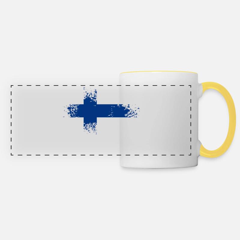 Finlande Finlande idée cadeau patch - Mug panoramique contrasté et blanc - blanc/jaune