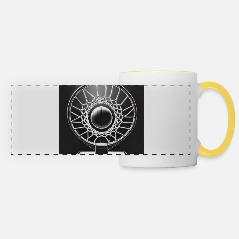 "Basketball Mouse Pad - Action and Precision" - Panoramic Mug - white/yellow
