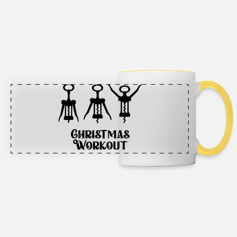 Pull de sport de Noël - Mug panoramique contrasté et blanc - blanc/jaune