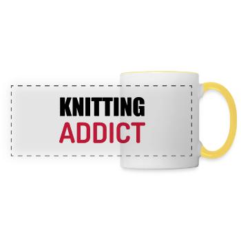 Tricot / Tricoter / Tricoteuse / Broderie - Mug panoramique contrasté et blanc - blanc/jaune - Devant