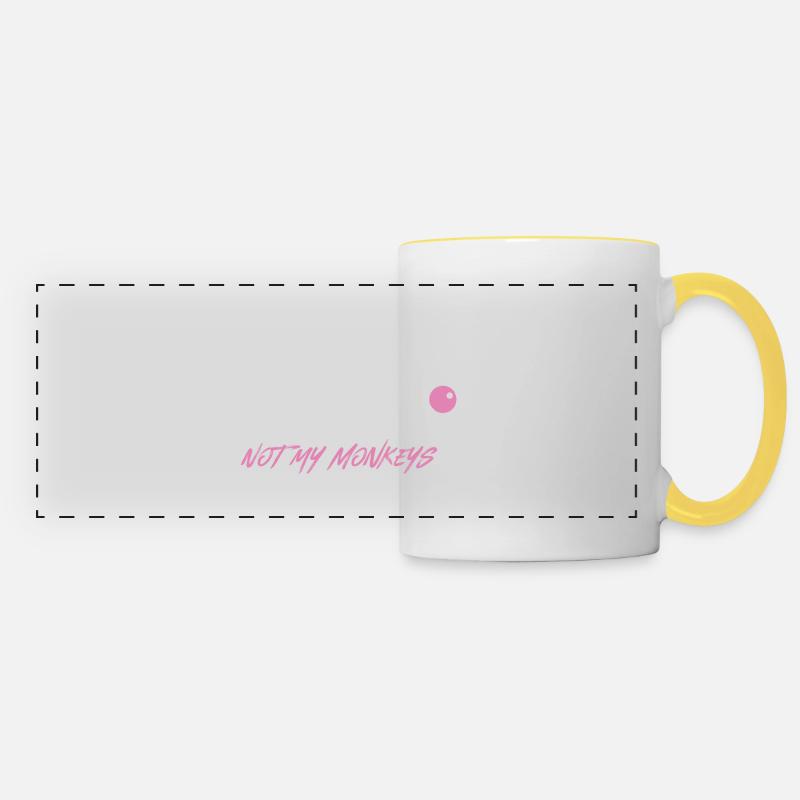 Muniax Monkeys Pink Blanc - Mug panoramique contrasté et blanc - blanc/jaune