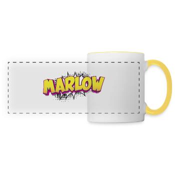 Marlow Nom personnalisé Style bande dessinée Pop Art, - Mug panoramique contrasté et blanc - blanc/jaune - Devant