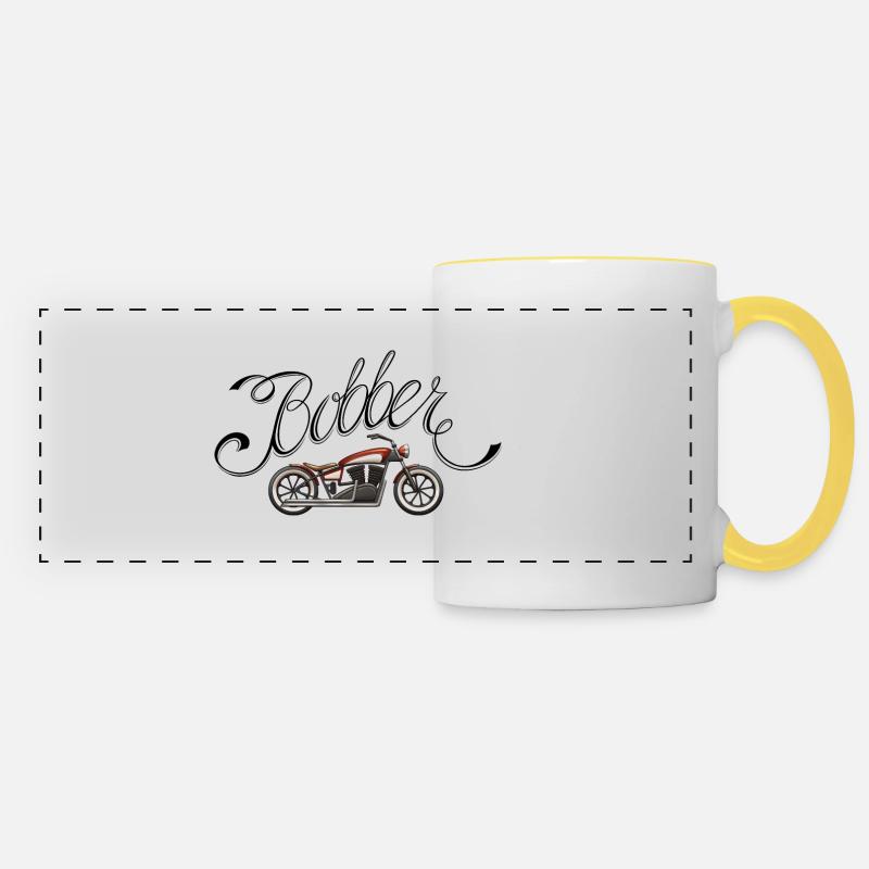 Bobber Motorcycle - Panoramic Mug - white/yellow