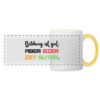 La bière, c’est bien - Mug panoramique contrasté et blanc - blanc/jaune - Devant
