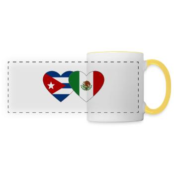 Cuba Mexico Flag Heart - Panoramic Mug - white/yellow - Front