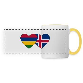 Mauritius Iceland Flag Heart - Panoramic Mug - white/yellow - Front