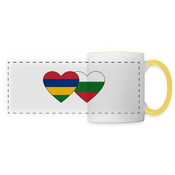 Mauritius Bulgaria Flag Heart - Panoramic Mug - white/yellow - Front