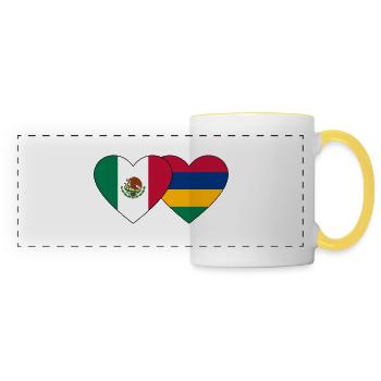 Mexico Mauritius Flag Heart - Panoramic Mug - white/yellow - Front
