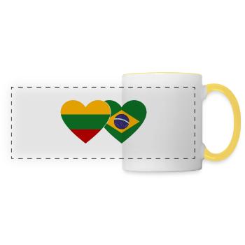 Lithuania Brazil Flag Heart - Panoramic Mug - white/yellow - Front