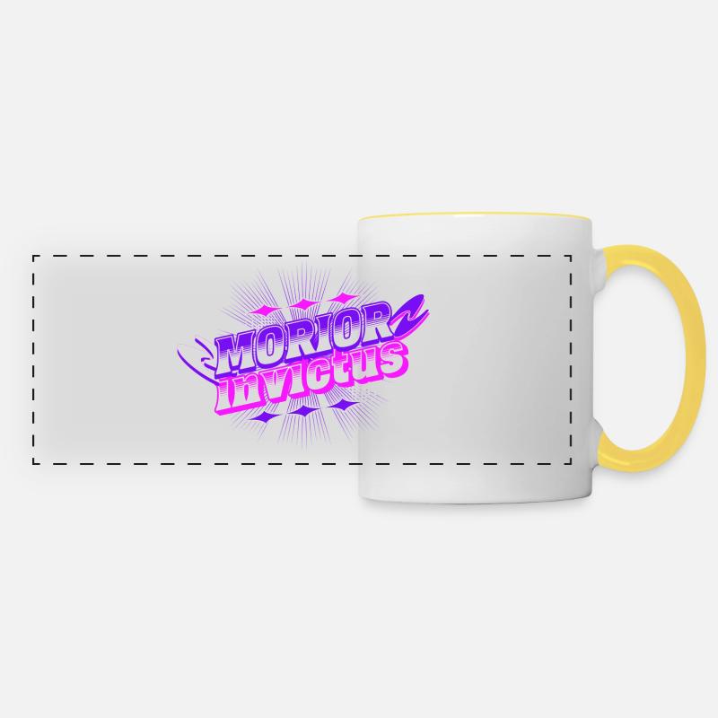 Morior Invictus - Mug panoramique contrasté et blanc - blanc/jaune