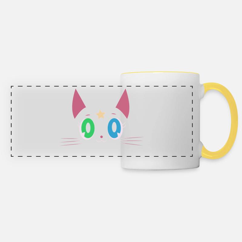 Funny cat - Panoramic Mug - white/yellow