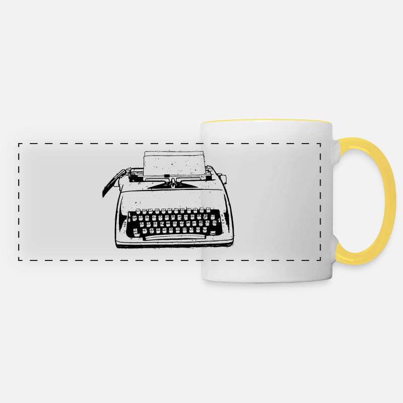 machine à écrire - Mug panoramique contrasté et blanc - blanc/jaune