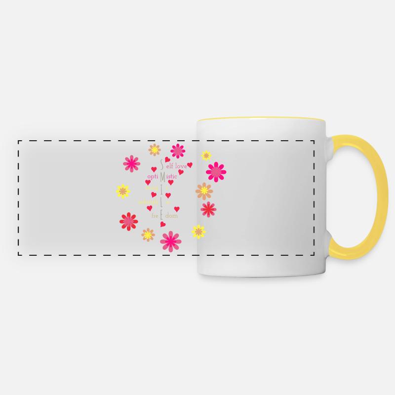Sourire - Mug panoramique contrasté et blanc - blanc/jaune