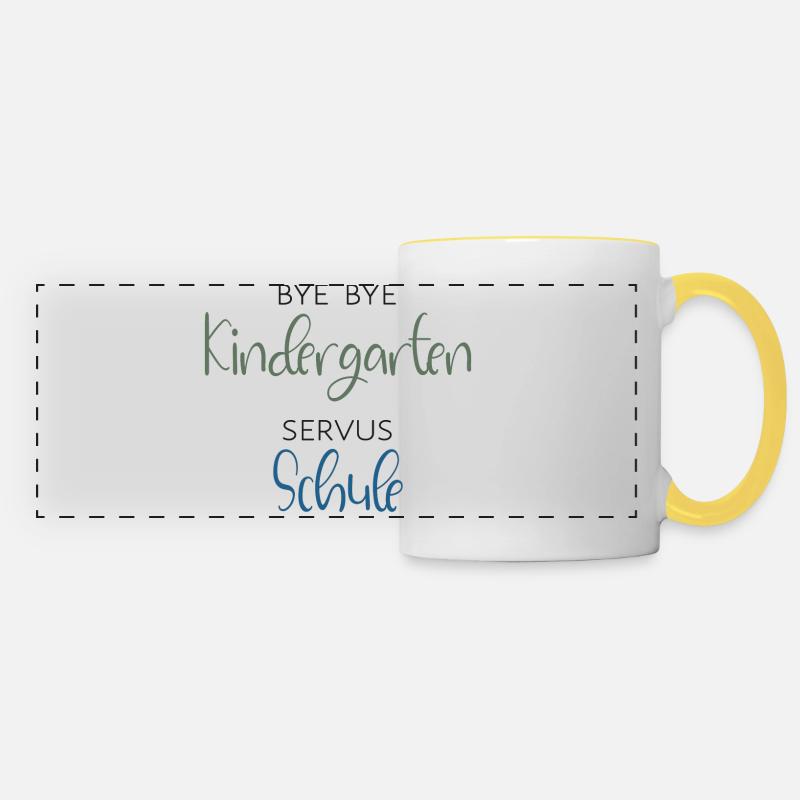 Bye bye Kindergarten - SERVUS SCHULE - School enrollment - Panoramic Mug - white/yellow