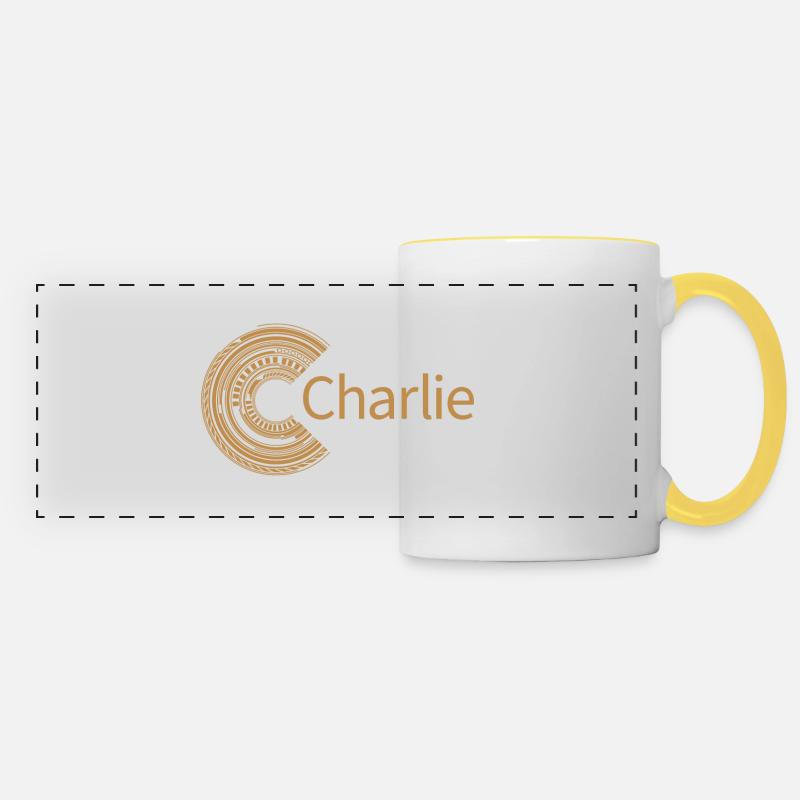 Pour Charlie - Mug panoramique contrasté et blanc - blanc/jaune