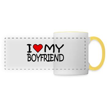 I love my boyfriend - Panoramatasse - Weiß/Gelb - Vorne