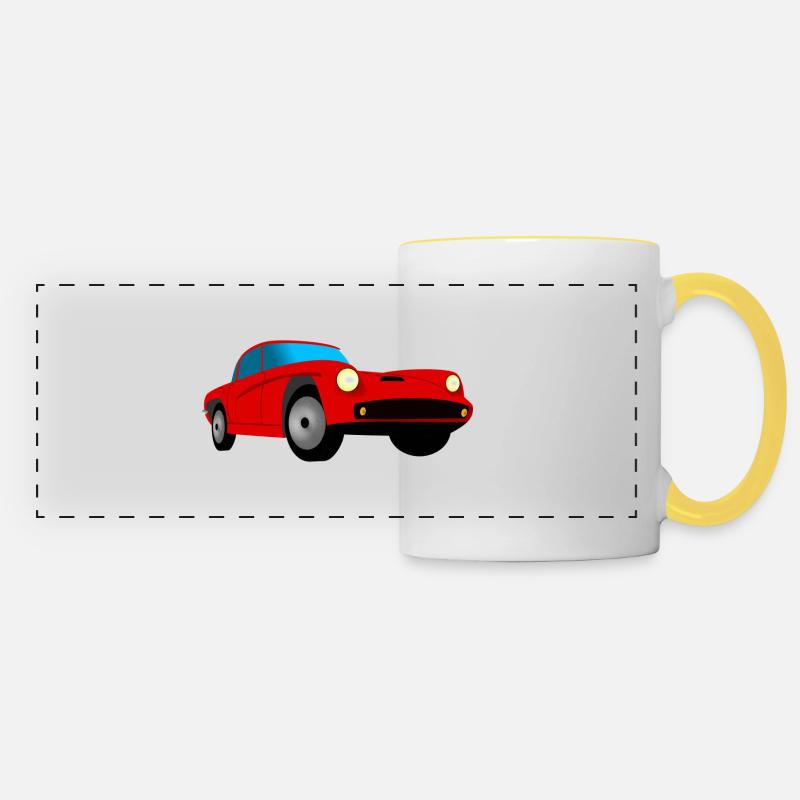 Red, stylish car. Gift - Panoramic Mug - white/yellow