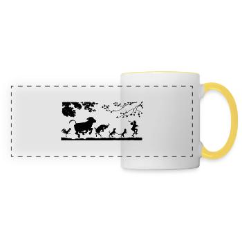 animaux - Mug panoramique contrasté et blanc - blanc/jaune - Devant