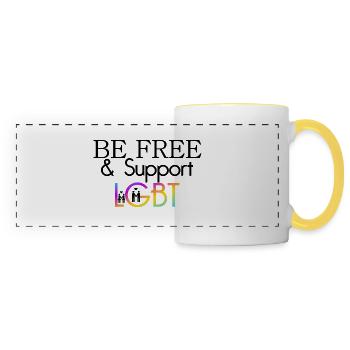 Be Free & Support LGBT Geschenk - Panoramatasse - Weiß/Gelb - Vorne