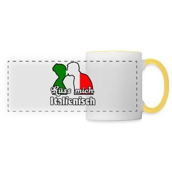 Küss mich Italienisch Geschenk - Panoramatasse - Weiß/Gelb - Vorne