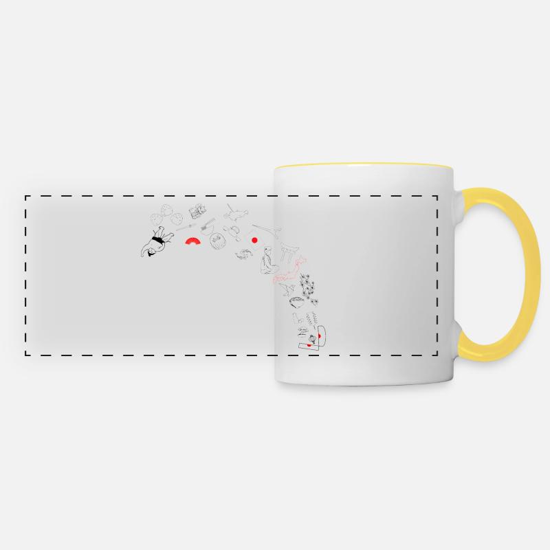 An opening on Japan in small - Panoramic Mug - white/yellow
