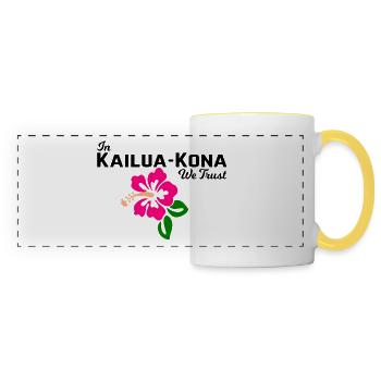 À Kailua-Kona, nous avons confiance - Mug panoramique contrasté et blanc - blanc/jaune - Devant