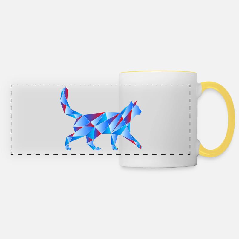 Blue cat - Panoramic Mug - white/yellow