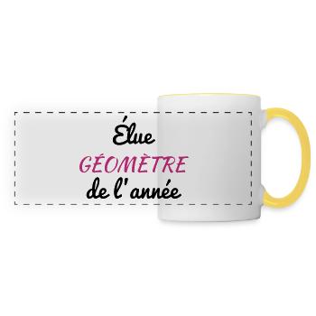 géomètre / topographe / topographie / geometre - Mug panoramique contrasté et blanc - blanc/jaune - Devant