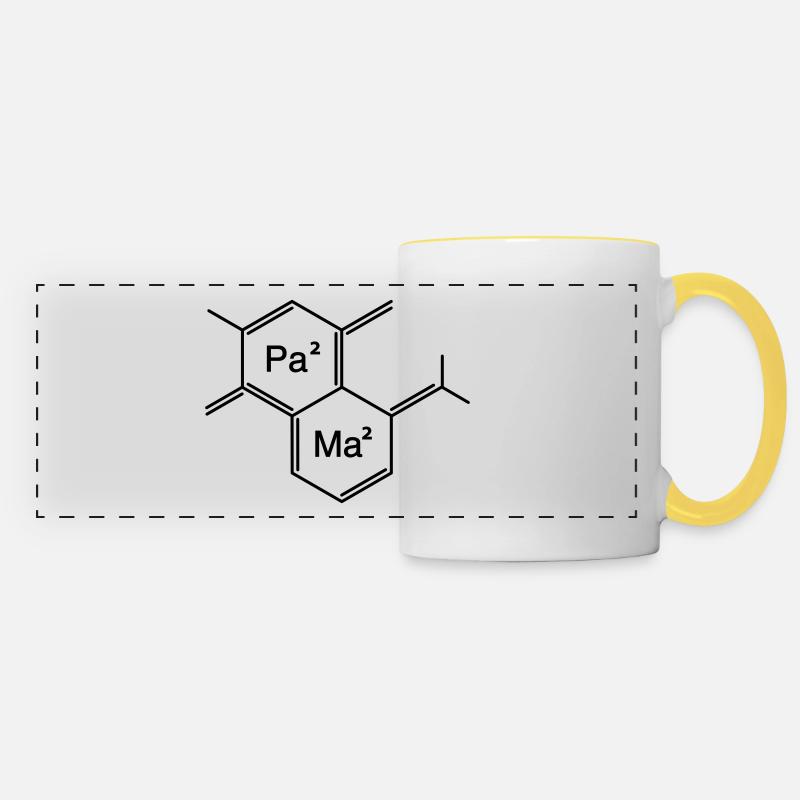 papa + mama - Mug panoramique contrasté et blanc - blanc/jaune