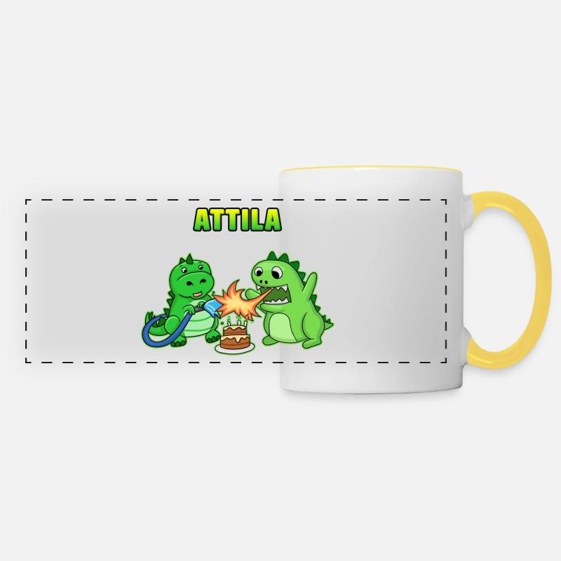Attila Geburtstag Geschenk - Panoramatasse - Weiß/Gelb