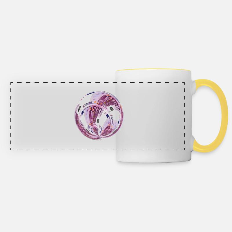 billet de 500 euros - Mug panoramique contrasté et blanc - blanc/jaune