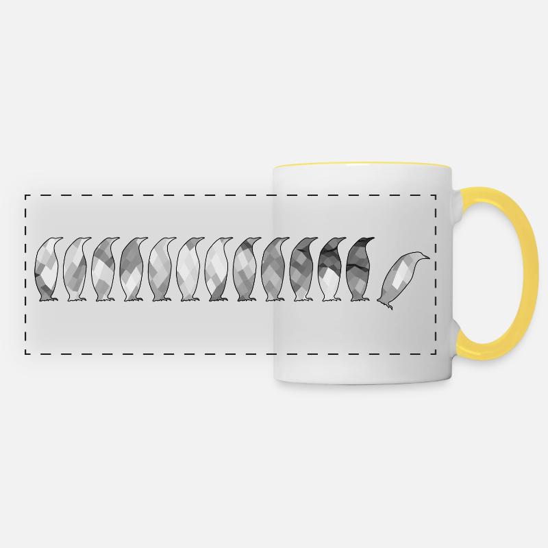 Penguins with Polygon - Panoramic Mug - white/yellow