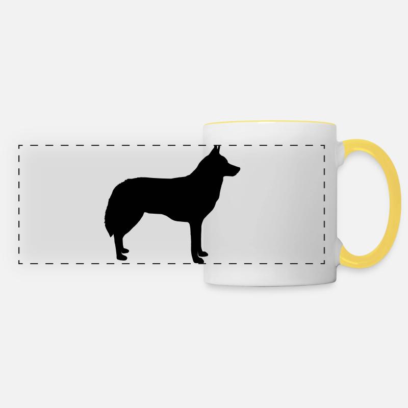 Wolf Silhouette - Panoramic Mug - white/yellow