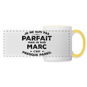 Marc A first name, an attitude Humour Marc - Panoramic Mug - white/yellow - Front