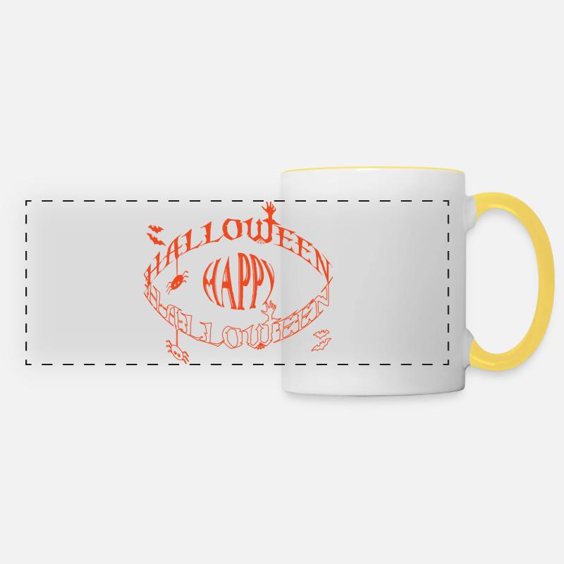 Halloween Eye Glyph - Panoramic Mug - white/yellow
