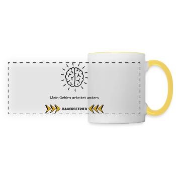 My Brain Works Differently – ADHD Focus Design - Panoramic Mug - white/yellow - Front