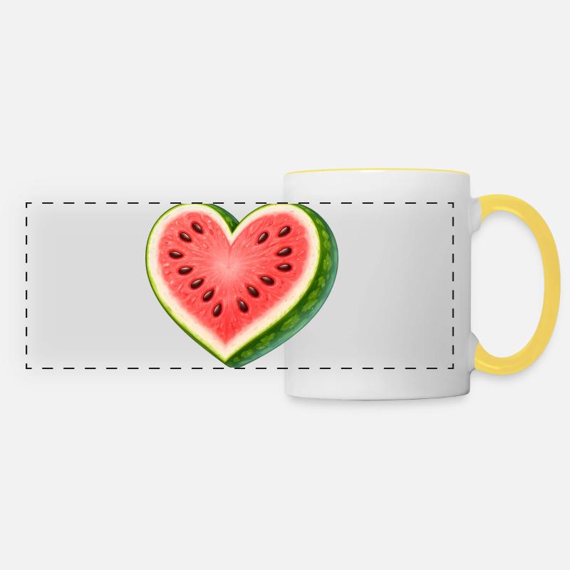 Saftige Wassermelone in Herzform Illustration - Panoramatasse - Weiß/Gelb