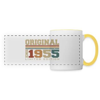 Original 1955 Rétro Cadeau 69 e Anniversaire 1955 - Mug panoramique contrasté et blanc - blanc/jaune - Devant