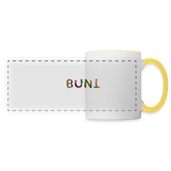 Schwarz ist Bunt genug Lustiger Spruch Geschenk - Panoramatasse - Weiß/Gelb - Vorne