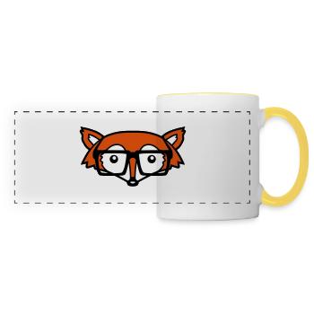 Geek fox head - Panoramic Mug - white/yellow - Front