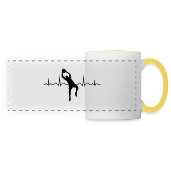 Football Goalkeeper Heartbeat Footballer Football matches - Panoramic Mug - white/yellow - Front