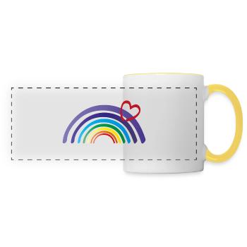 regenbogen mit herz - Panoramatasse - Weiß/Gelb - Vorne